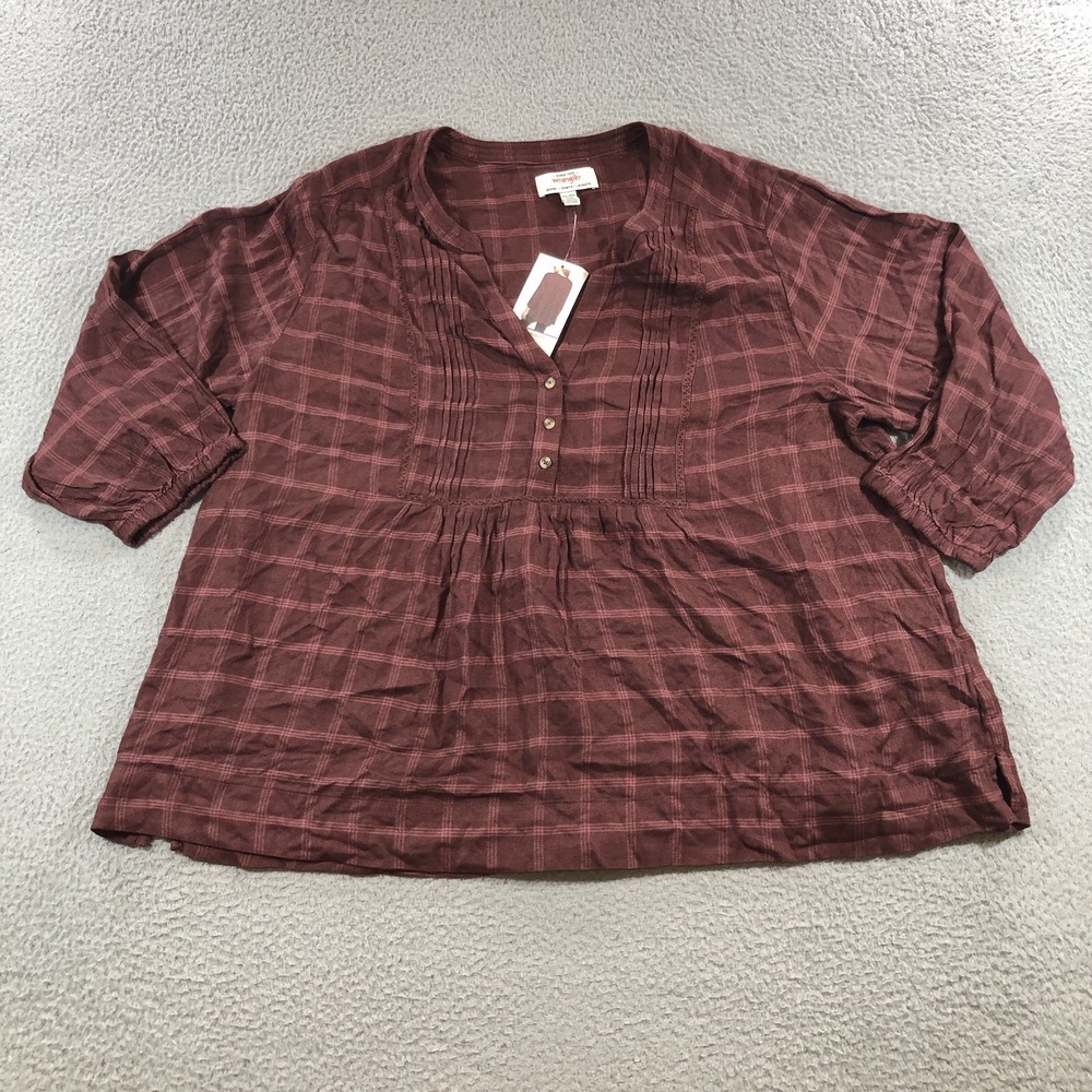 Wrangler Plaid Blouse Women's XXL Red Western